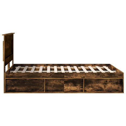 vidaXL Bed Frame Smoked Oak 160 x 200 cm Solid Pine Wood