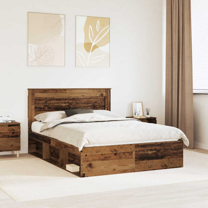 vidaXL Bed Frame with Headboard Old Wood 150 x 200 cm Solid Pine Wood