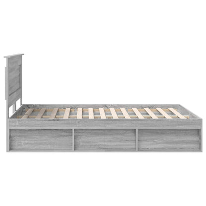 vidaXL Bed Frame Grey Sonoma 140 x 190 cm Solid Pine Wood