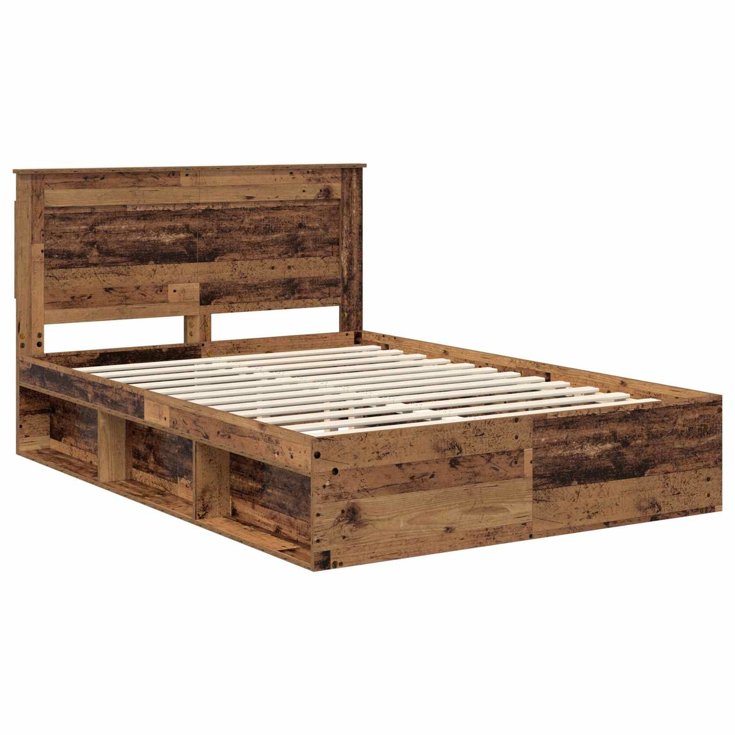 vidaXL Bed Frame with Headboard Old Wood 140 x 190 cm Solid Pine Wood