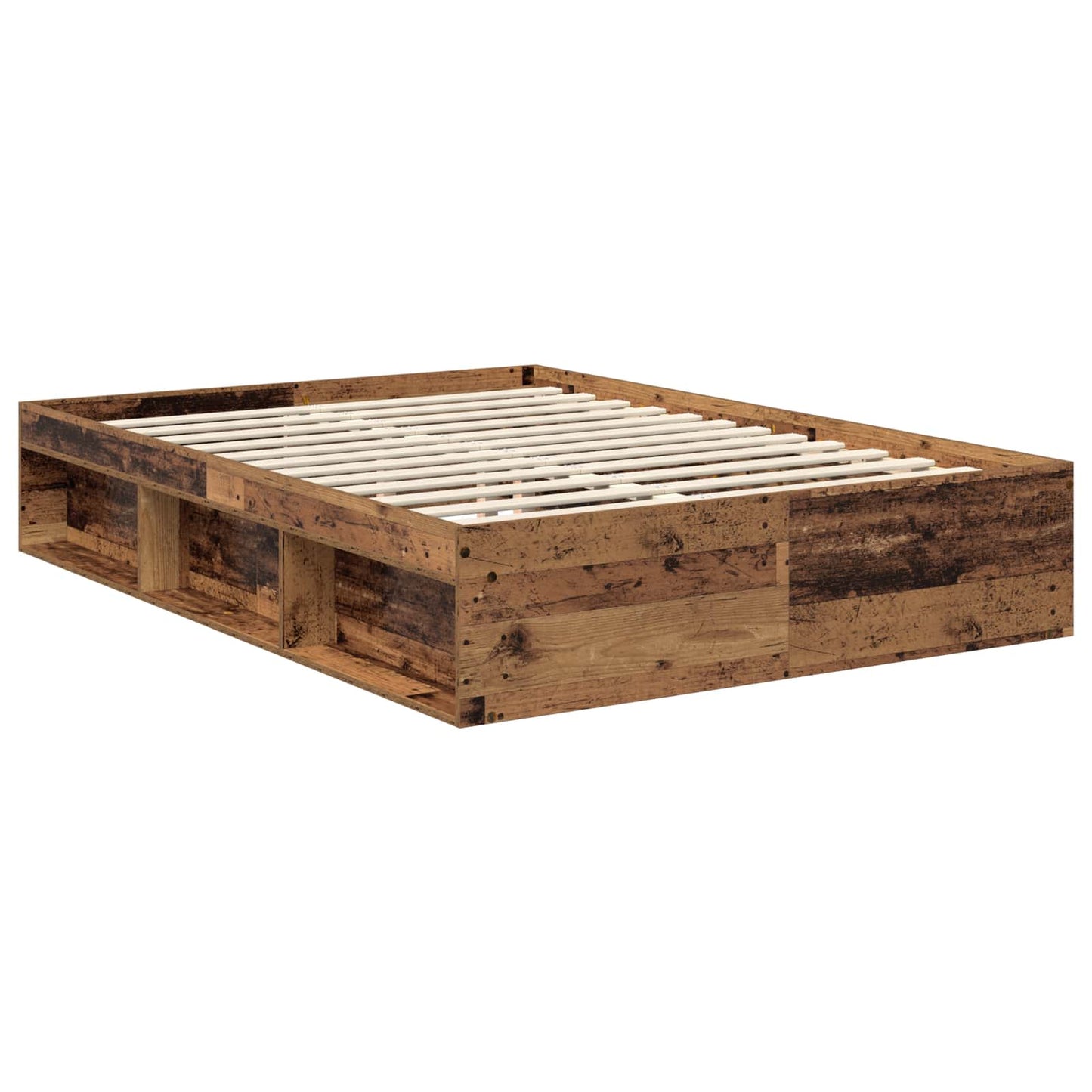 vidaXL Bed Frame with Headboard Old Wood 140 x 190 cm Solid Pine Wood