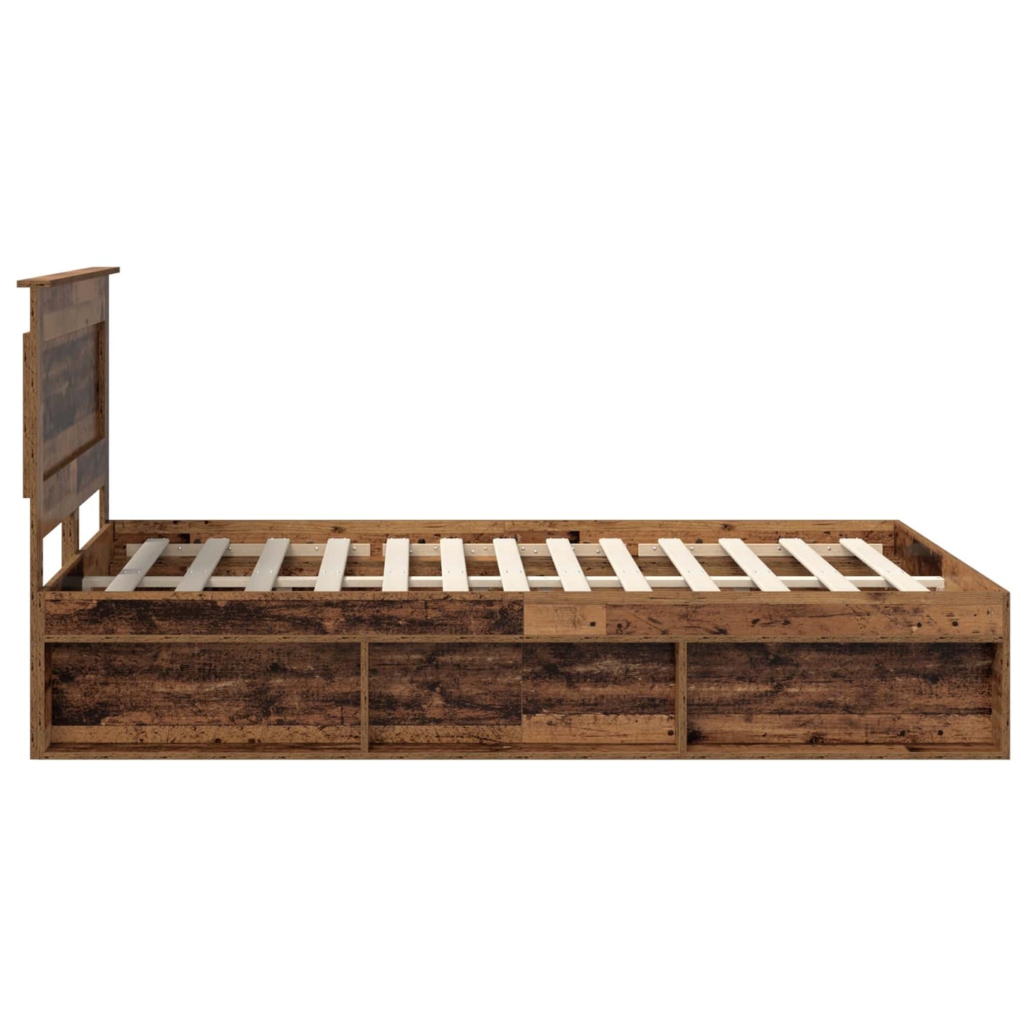 vidaXL Bed Frame with Headboard Old Wood 140 x 190 cm Solid Pine Wood