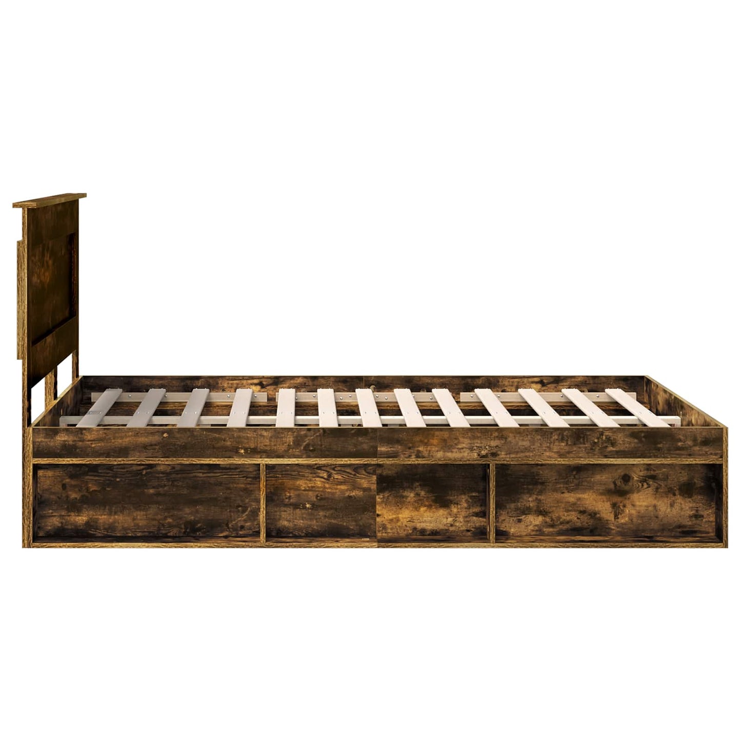 vidaXL Bed Frame Smoked Oak 140 x 200 cm Solid Pine Wood