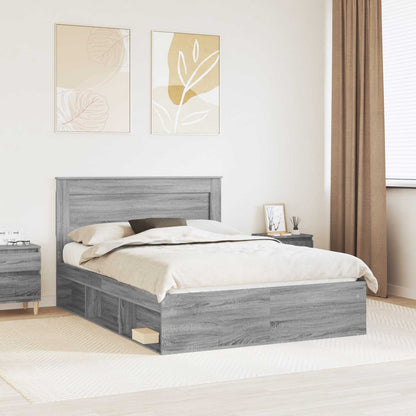 vidaXL Bed Frame Grey Sonoma 140 x 200 cm Solid Pine Wood