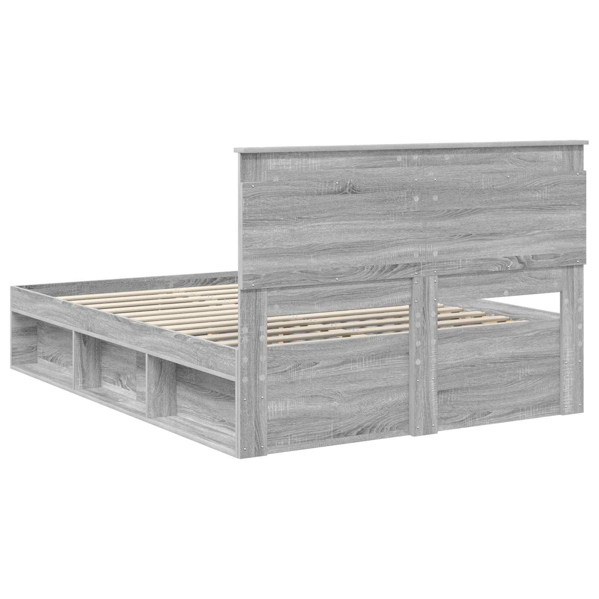 vidaXL Bed Frame Grey Sonoma 140 x 200 cm Solid Pine Wood