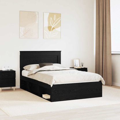 vidaXL Bed Frame with Headboard Black 135 x 190 cm Solid Pine Wood