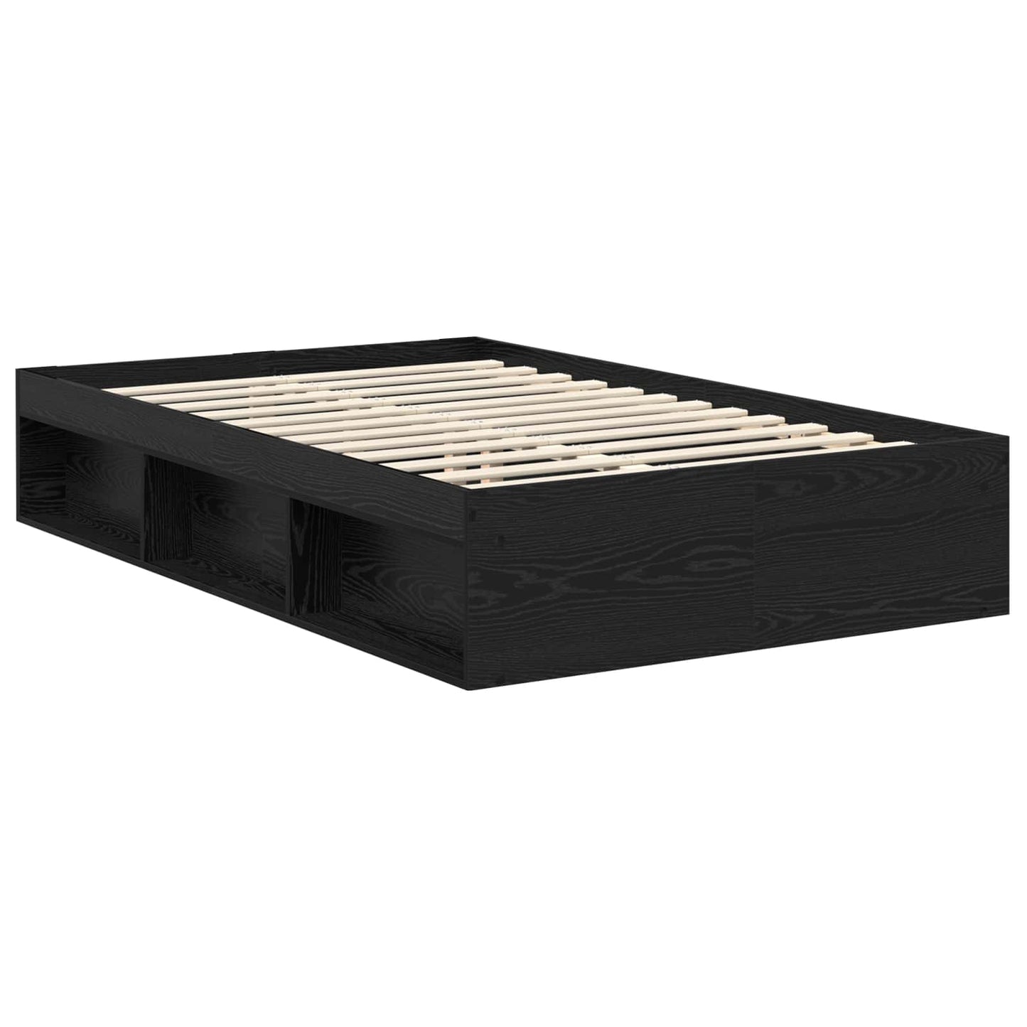 vidaXL Bed Frame with Headboard Black 135 x 190 cm Solid Pine Wood