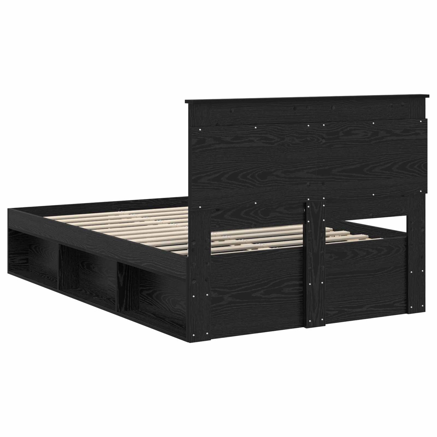 vidaXL Bed Frame with Headboard Black 135 x 190 cm Solid Pine Wood