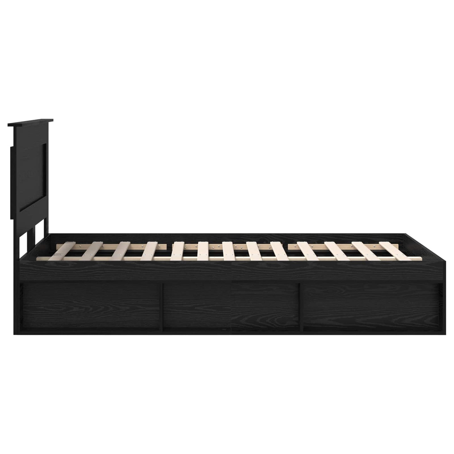 vidaXL Bed Frame with Headboard Black 135 x 190 cm Solid Pine Wood