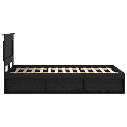 vidaXL Bed Frame with Headboard Black 135 x 190 cm Solid Pine Wood
