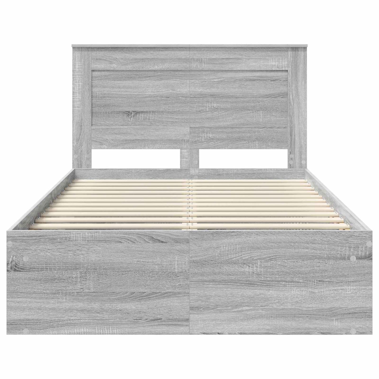 vidaXL Bed Frame with Drawer Grey Sonoma 135 x 190 cm Solid Pine Wood