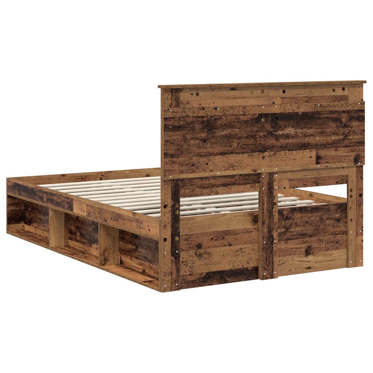 vidaXL Bed Frame with Headboard Old Wood 135 x 190 cm Solid Pine Wood
