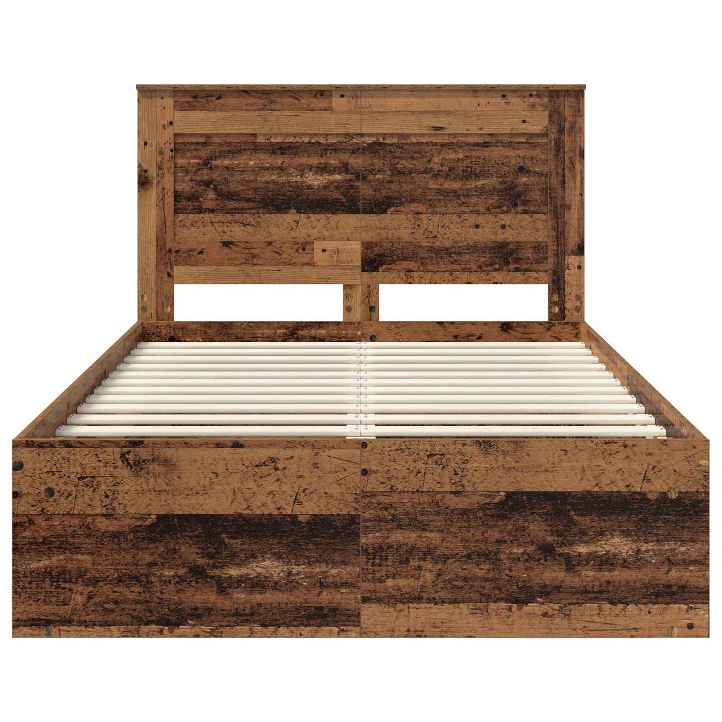 vidaXL Bed Frame with Headboard Old Wood 135 x 190 cm Solid Pine Wood