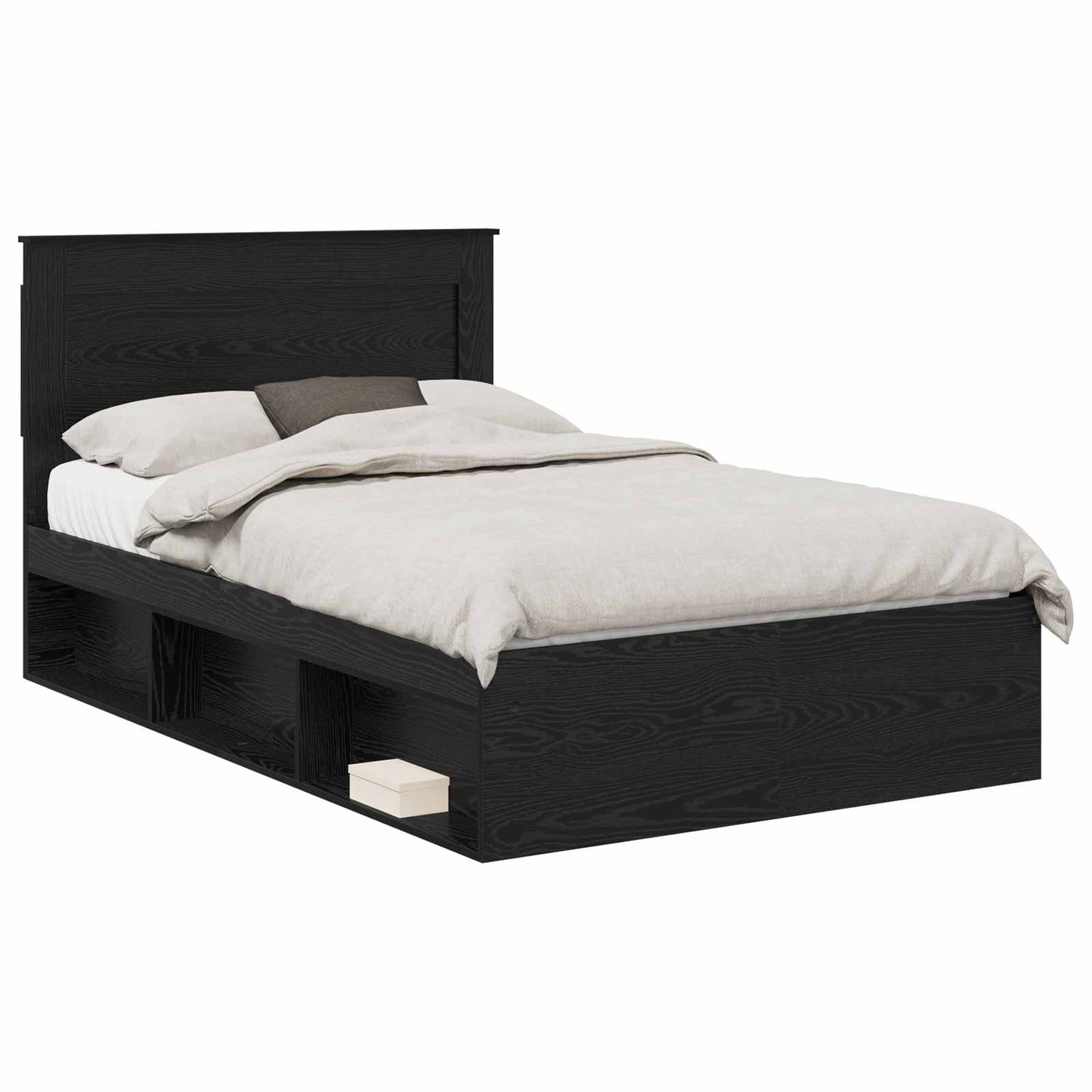 vidaXL Bed Frame with Drawer Plain Black 120 x 190 cm Solid Pine Wood