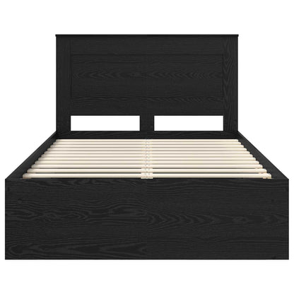 vidaXL Bed Frame with Drawer Plain Black 120 x 190 cm Solid Pine Wood