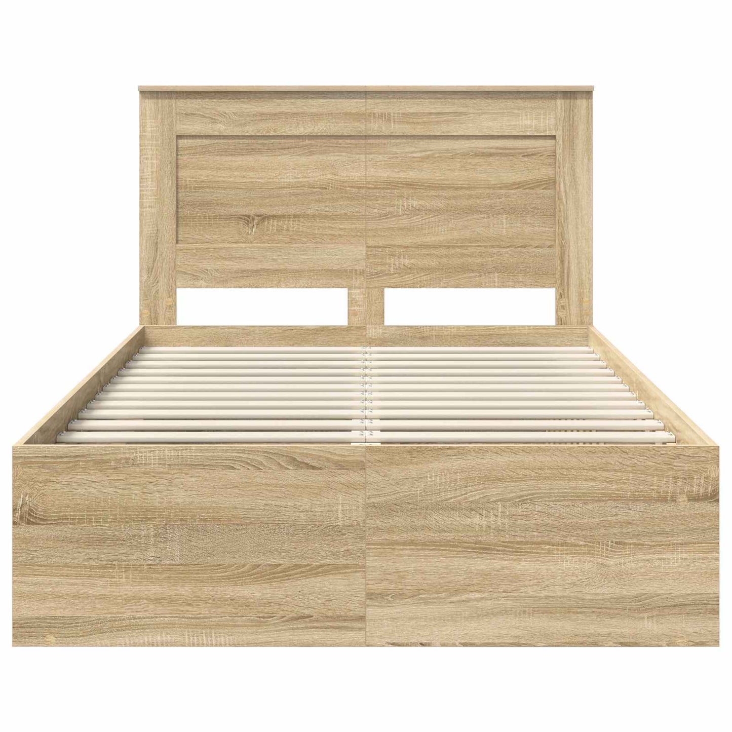 vidaXL Bed Frame with Headboard Sonoma 120 x 190 cm Solid Pine Wood