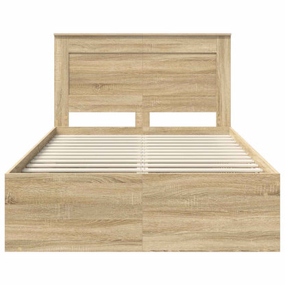 vidaXL Bed Frame with Headboard Sonoma 120 x 190 cm Solid Pine Wood