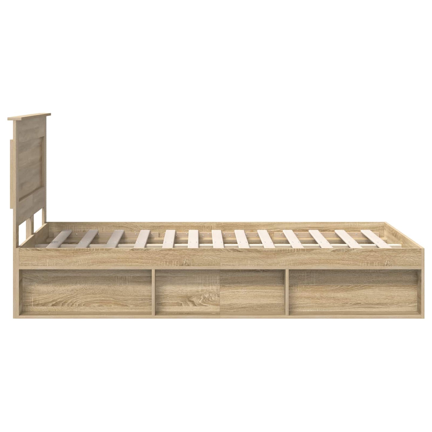 vidaXL Bed Frame with Headboard Sonoma 120 x 190 cm Solid Pine Wood