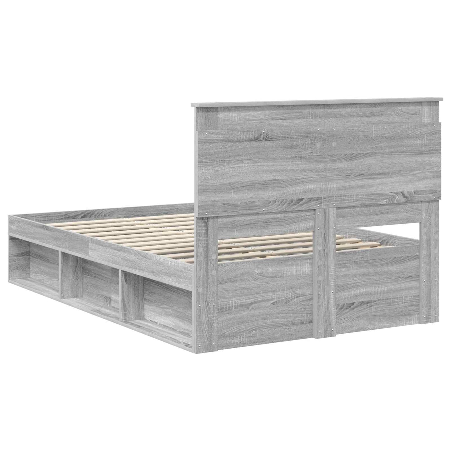 vidaXL Bed Frame with Drawer Grey Sonoma 120 x 190 cm Solid Pine Wood
