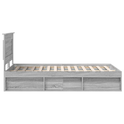 vidaXL Bed Frame with Drawer Grey Sonoma 120 x 190 cm Solid Pine Wood
