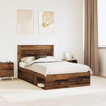 vidaXL Bed Frame with Headboard Old Wood 120 x 190 cm Solid Pine Wood