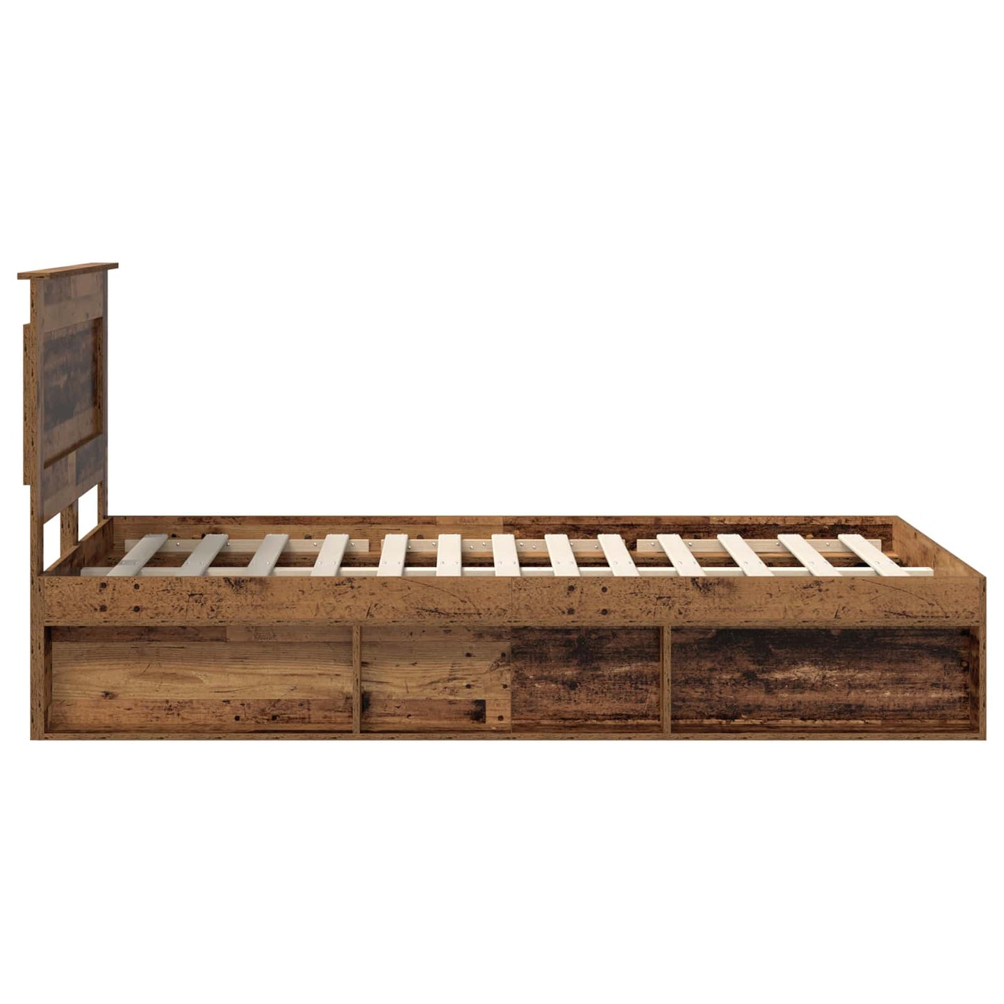 vidaXL Bed Frame with Headboard Old Wood 120 x 190 cm Solid Pine Wood