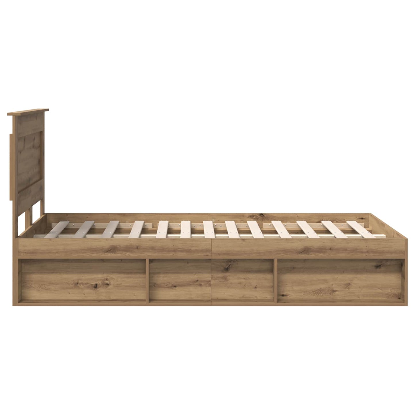 vidaXL Bed Frame Artisian Oak 120 x 190 cm Solid Pine Wood