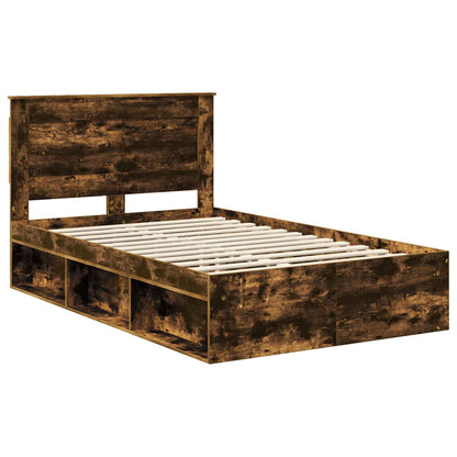 vidaXL Bed Frame Smoked Oak 120 x 200 cm Solid Pine Wood