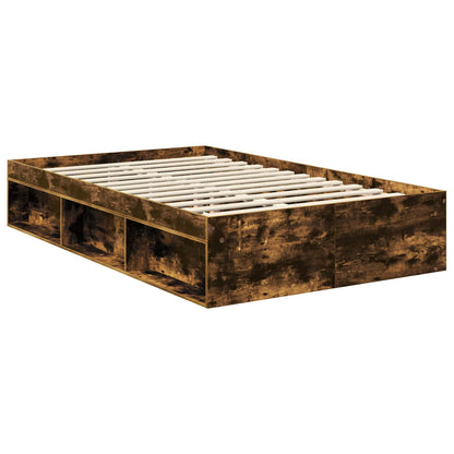 vidaXL Bed Frame Smoked Oak 120 x 200 cm Solid Pine Wood