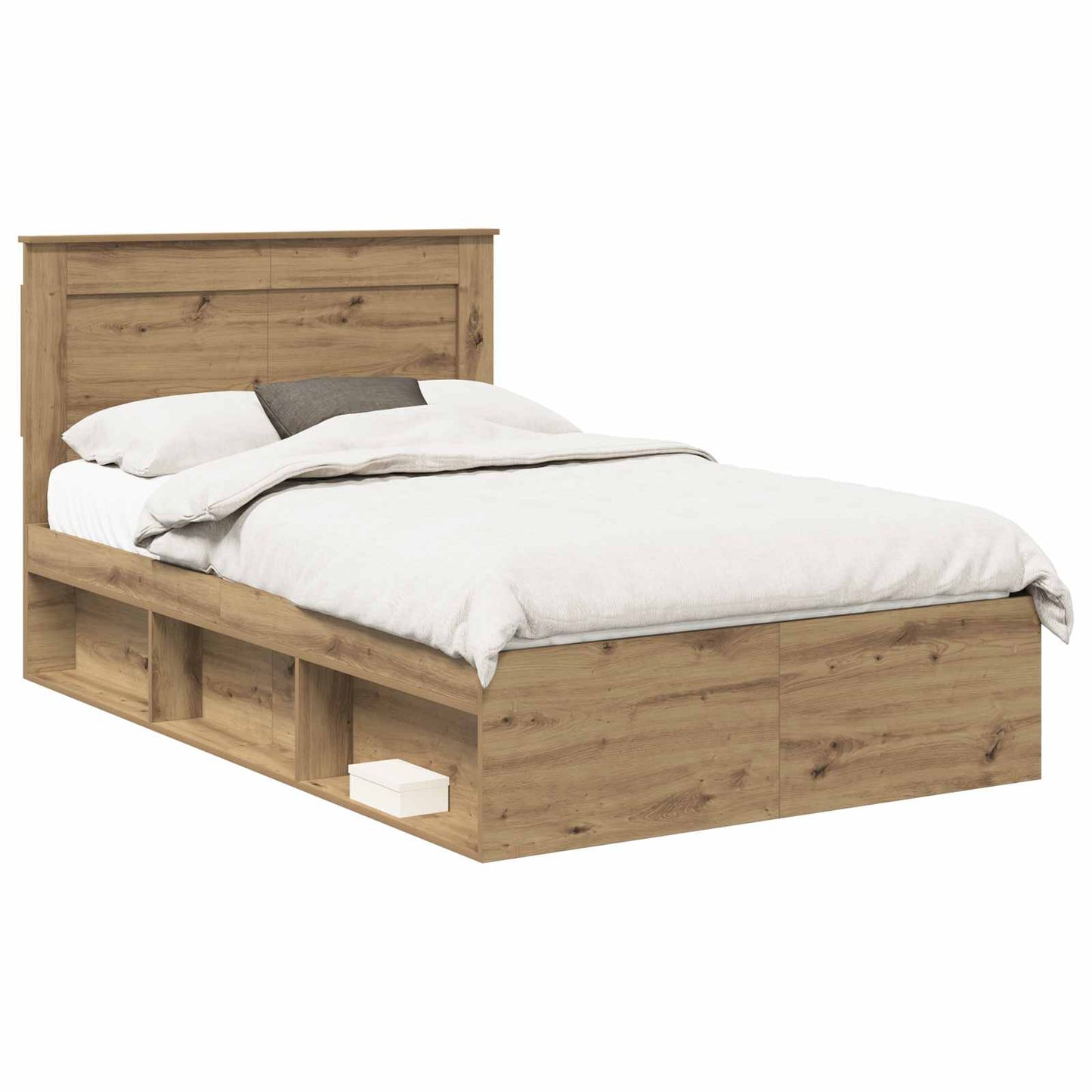 vidaXL Bed Frame Artisian Oak 120 x 200 cm Solid Pine Wood