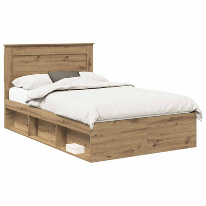 vidaXL Bed Frame Artisian Oak 120 x 200 cm Solid Pine Wood