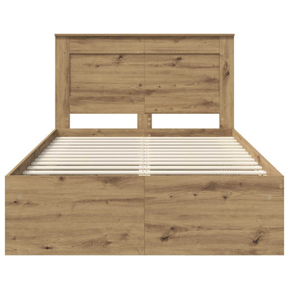 vidaXL Bed Frame Artisian Oak 120 x 200 cm Solid Pine Wood