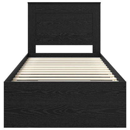 vidaXL Bed Frame with Headboard Black 100 x 200 cm Solid Pine Wood