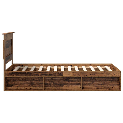 vidaXL Bed Frame with Headboard Old Wood 100 x 200 cm Solid Pine Wood