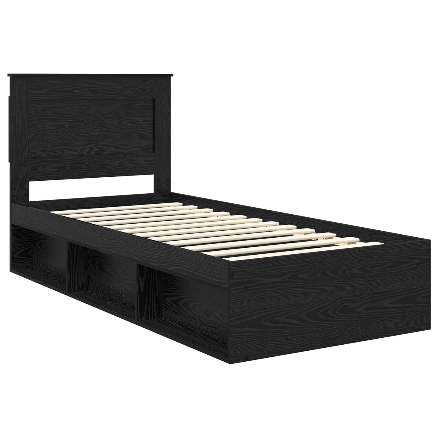 vidaXL Bed Frame with Headboard Black 90 x 190 cm Solid Pine Wood