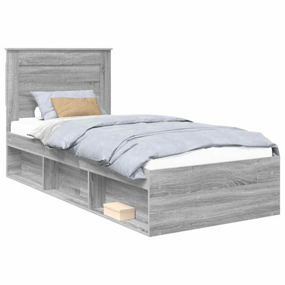 vidaXL Bed Frame with Drawer Grey Sonoma 90 x 190 cm Solid Pine Wood