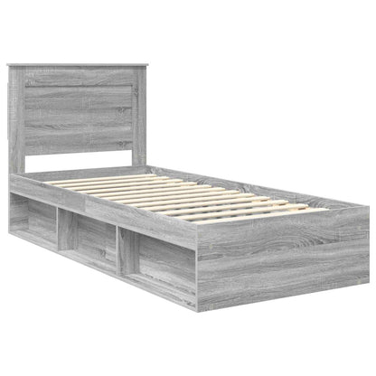 vidaXL Bed Frame with Drawer Grey Sonoma 90 x 190 cm Solid Pine Wood
