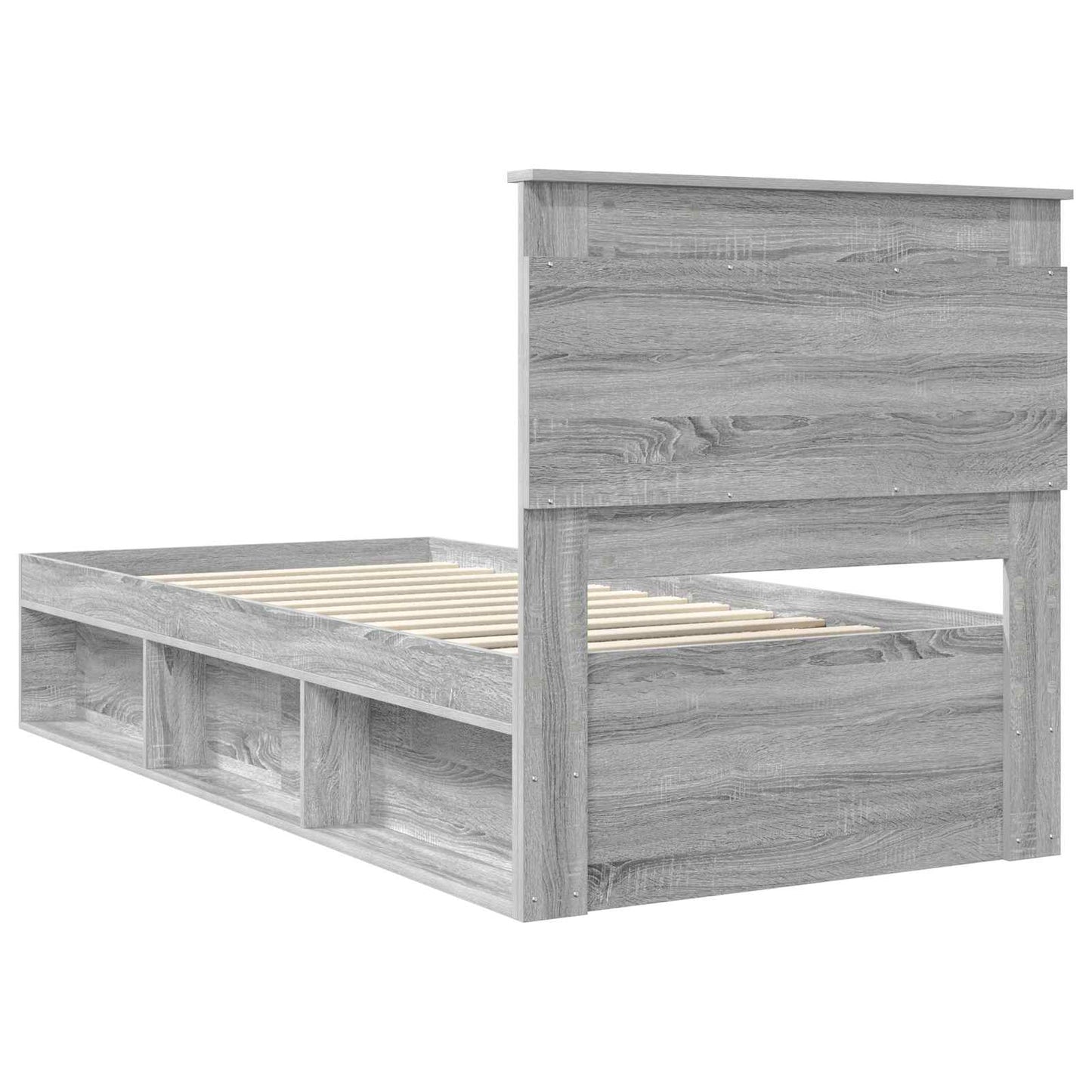 vidaXL Bed Frame with Drawer Grey Sonoma 90 x 190 cm Solid Pine Wood