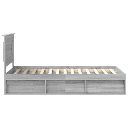 vidaXL Bed Frame with Drawer Grey Sonoma 90 x 190 cm Solid Pine Wood