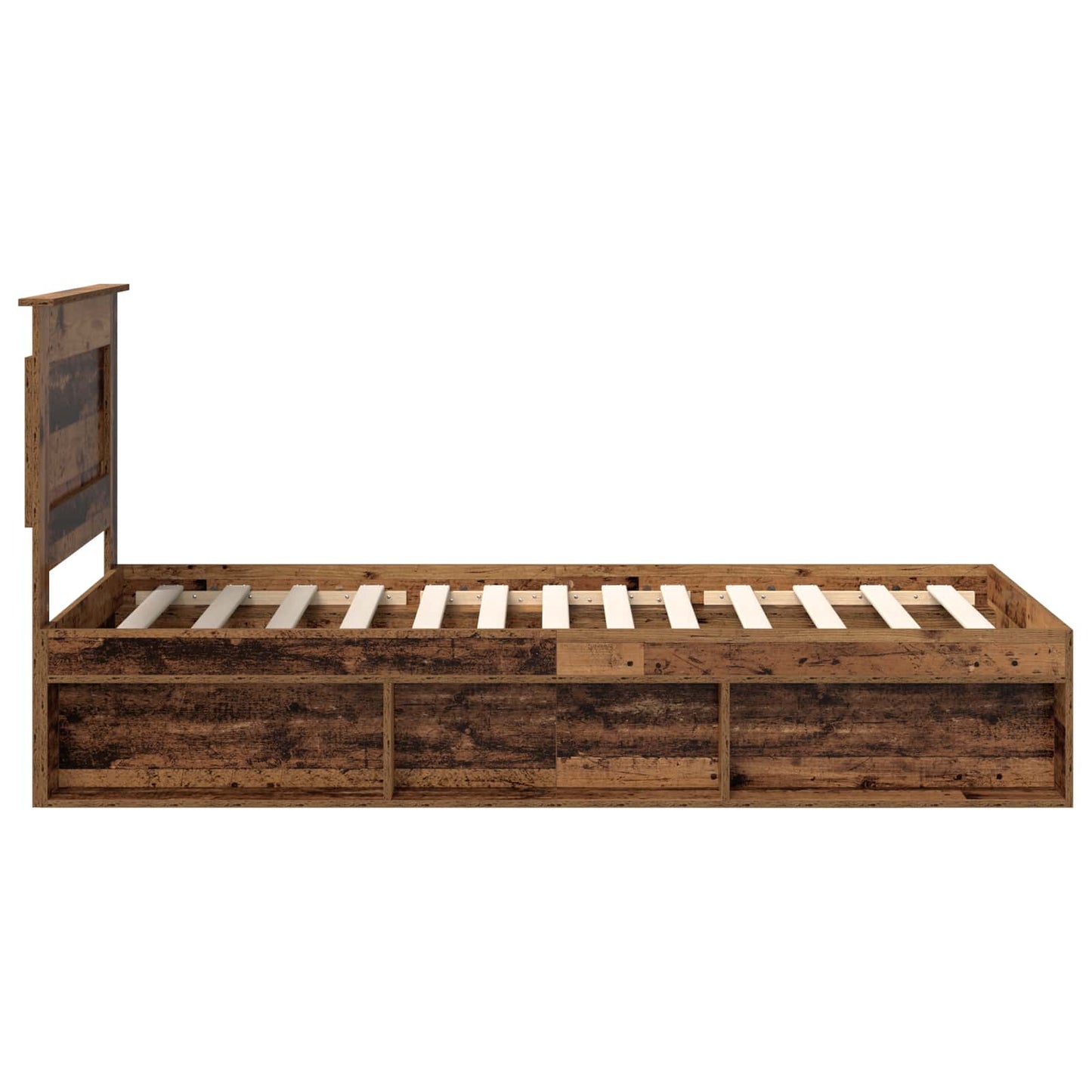 vidaXL Bed Frame with Headboard Old Wood 90 x 190 cm Solid Pine Wood