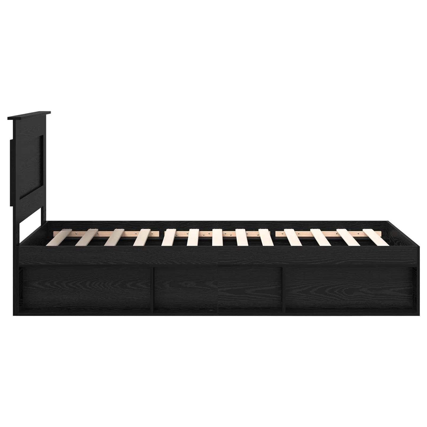 vidaXL Bed Frame with Headboard Black 90 x 200 cm Solid Pine Wood