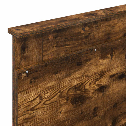 vidaXL Bed Frame with Headboard Smoked Oak 90 x 200 cm Solid Pine Wood