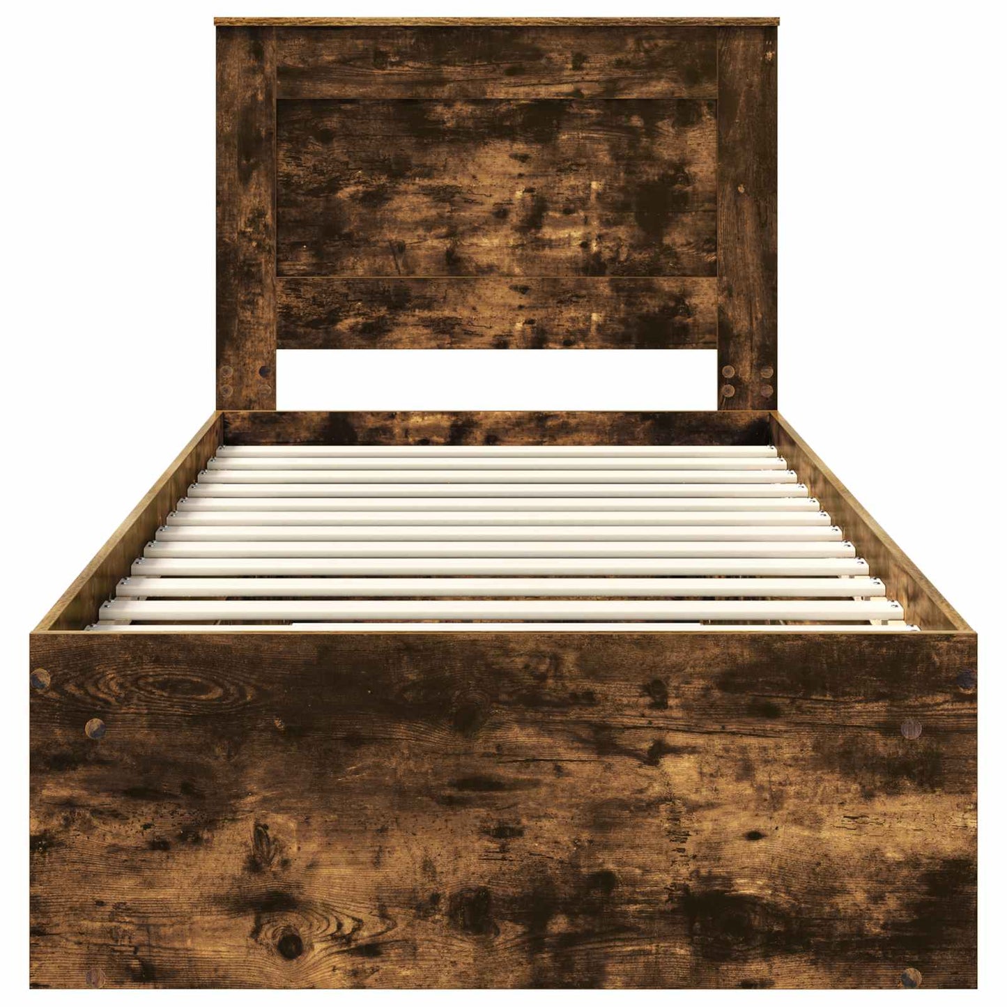vidaXL Bed Frame with Headboard Smoked Oak 90 x 200 cm Solid Pine Wood
