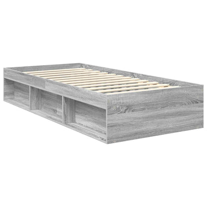 vidaXL Bed Frame with Drawer Grey Sonoma 90 x 200 cm Solid Pine Wood