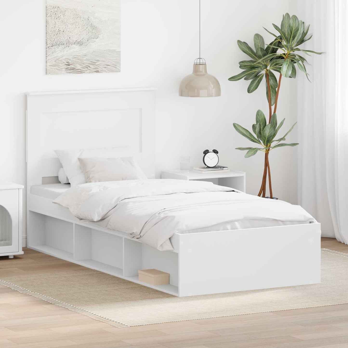 vidaXL Bed Frame with Headboard White 75 x 190 cm Solid Pine Wood