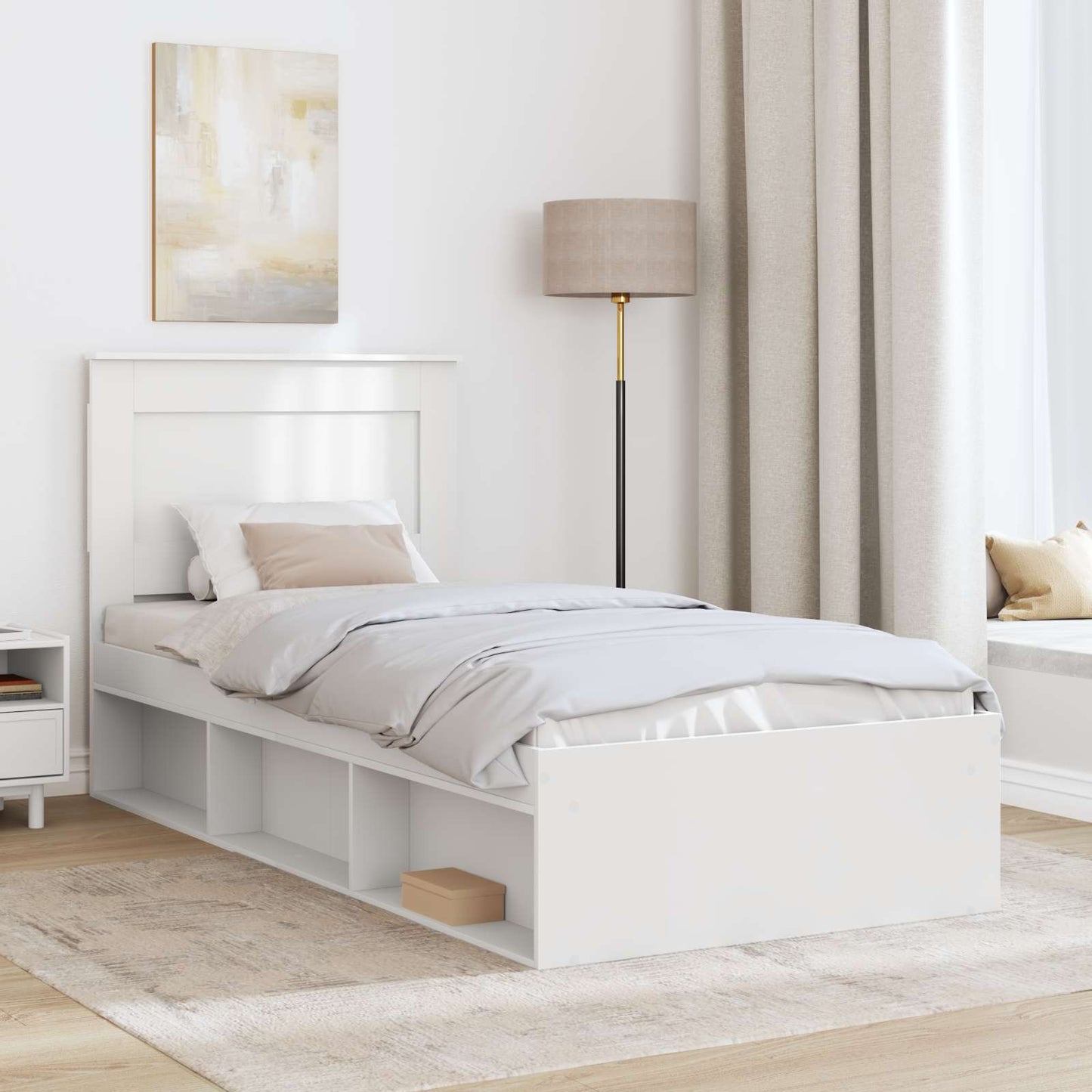 vidaXL Bed Frame with Headboard White 75 x 190 cm Solid Pine Wood