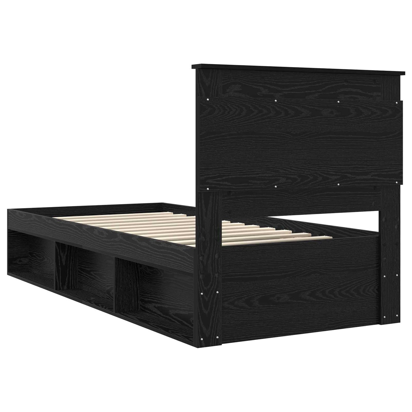 vidaXL Bed Frame with Headboard Black 75 x 190 cm Solid Pine Wood