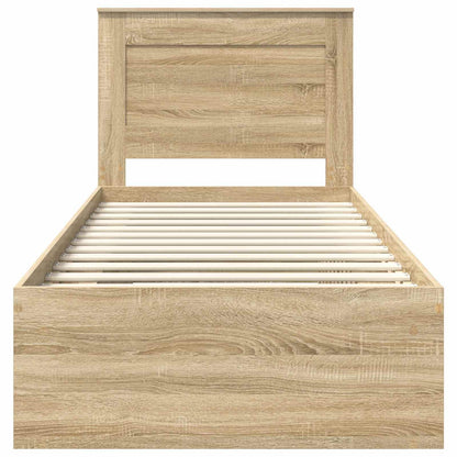 vidaXL Bed Frame with Headboard Sonoma Oak 75 x 190 cm Solid Pine Wood