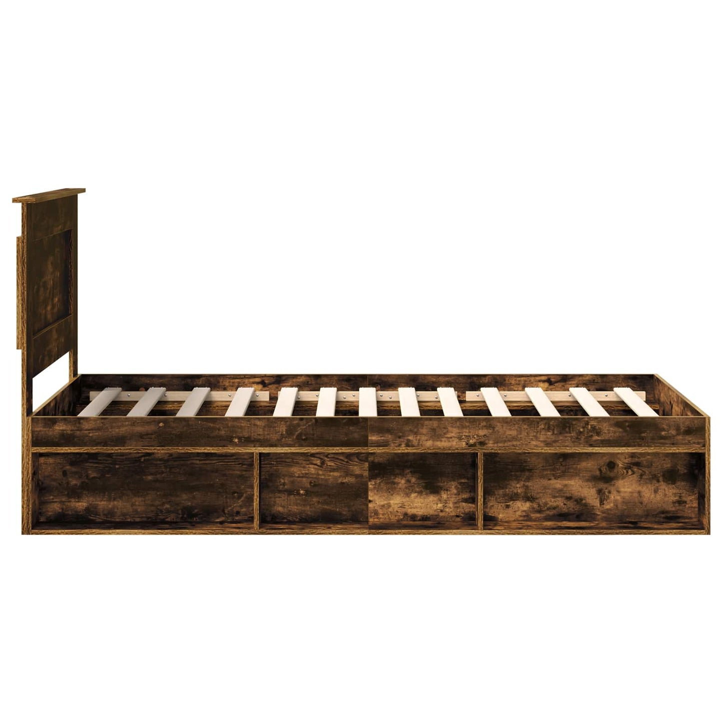 vidaXL Bed Frame with Headboard Smoked Oak 75 x 190 cm Solid Pine Wood