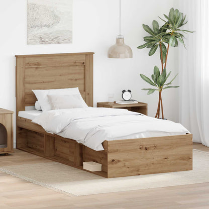vidaXL Bed Frame Artisian Oak 75 x 190 cm Solid Pine Wood